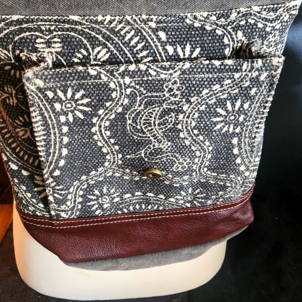 Myra Leather And Cowhide Fabric Stylish Square Backpack - Picture 8 of 15